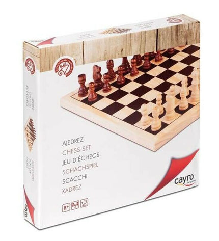 Cayro chess game set with wooden pieces and board, ideal for strategic play and family fun.