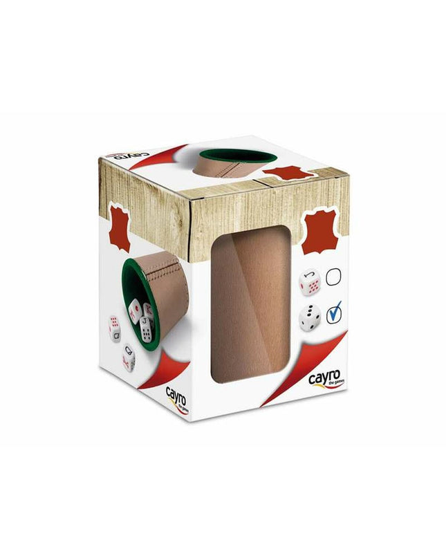 Cayro poker dice cup with colorful dice for games and gambling, made of durable material for fun and entertainment.