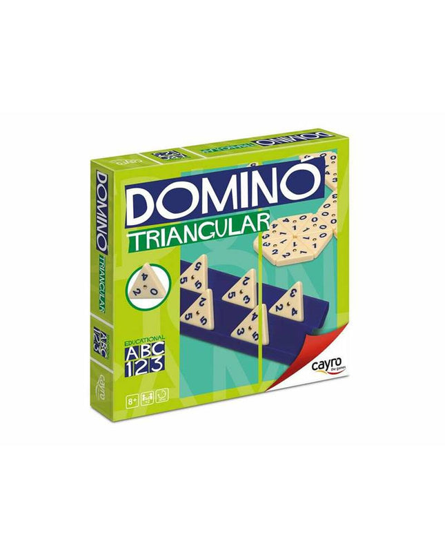 Cayro domino game set with black and white tiles arranged on a wooden surface for children’s play and family gaming.