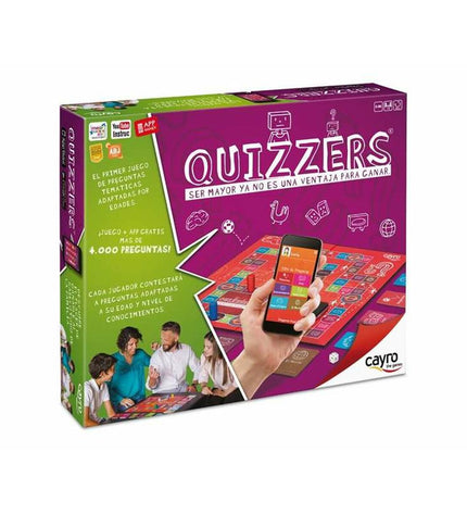 Cayro Quizzers board game with colorful game pieces and quiz cards, suitable for family and social play.