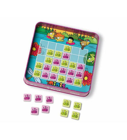 Cayro Frogs educational game for children with 8 pieces, measuring 19x19x3.5 cm, featuring colorful frog-themed components.