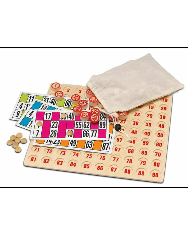 Cayro Bingo game set with colorful bingo cards and numbered calling chips for children’s recreational play.