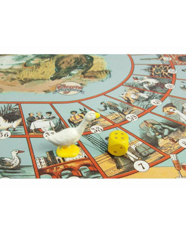 Ganzenbord game by Cayro, colorful wooden board game for family fun, featuring numbered squares and game pieces.