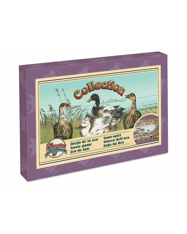 Ganzenbord spel by Cayro, colorful plastic game board with numbered spaces and game pieces for family fun and entertainment.