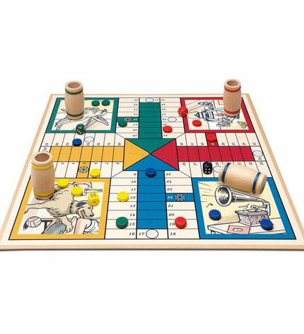 Cayro Parchis board game with colorful game pieces and dice for family fun and strategic play