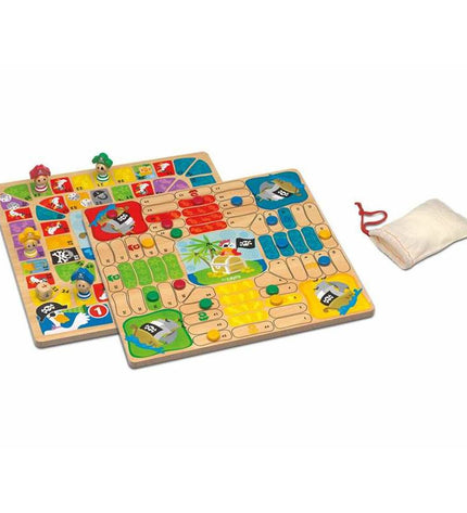 Cayro Parchis en Oca game board, 29x29 cm, colorful plastic game for children, featuring numbered spaces and game pieces.