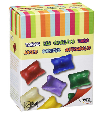 Cayro Jacks board game with colorful game pieces and packaging, part of Cayro's collection of toys and games.