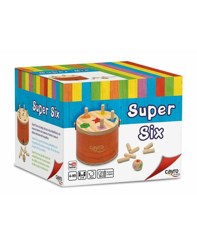 Cayro Educatief Spel Super Six with colorful game pieces and a game board, designed for educational fun and strategy.