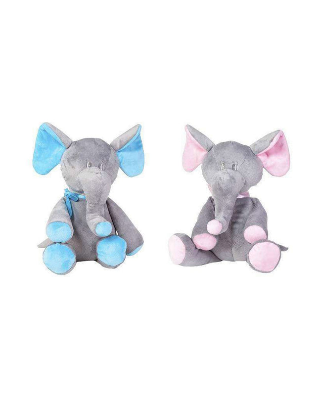 Two soft plush elephant toys by Artesanía Beatriz, 30 cm, made of polyester, ideal for cuddling and play.