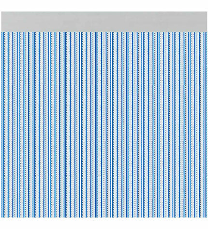 Blue outdoor PVC aluminum garden curtain by Acudam, 90x210 cm, with decorative door design for outdoor decor.