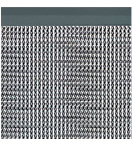 Silver PVC and aluminum outdoor garden curtain by Acudam, measuring 90x210 cm, suitable for exterior decorative use.