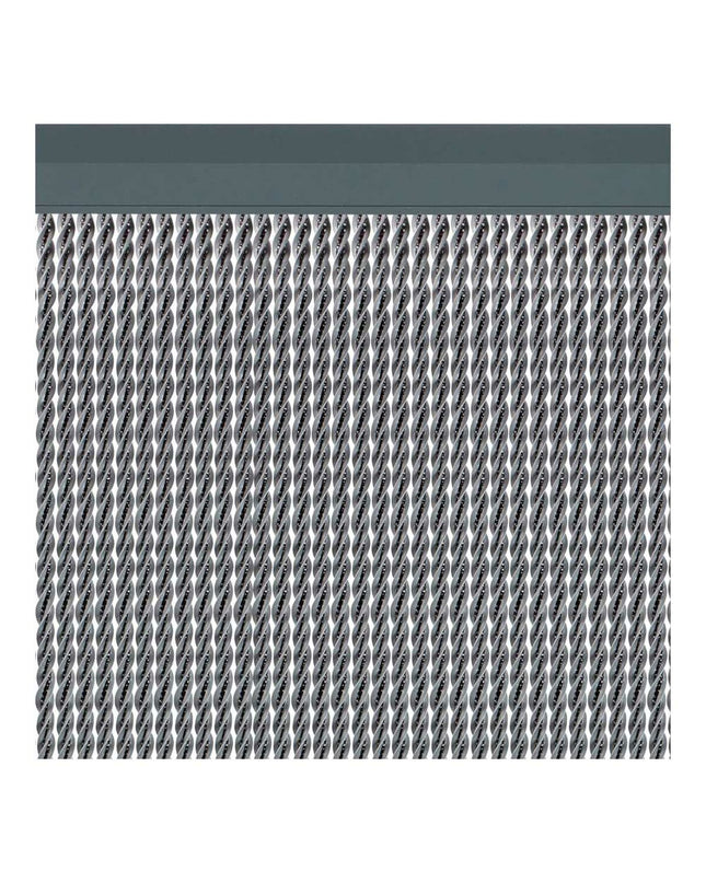 Silver PVC and aluminum outdoor garden curtain by Acudam, measuring 90x210 cm, suitable for exterior decorative use.