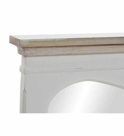 Round DKD Home Decor wall mirror with natural wood frame, 105x64 cm, suitable for home decor and dining areas.