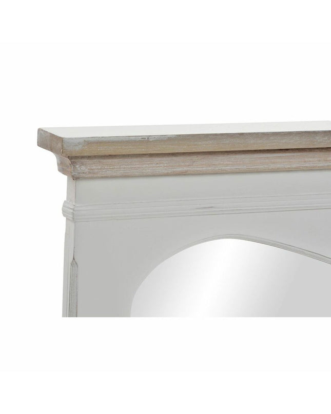 Round DKD Home Decor wall mirror with natural wood frame, 105x64 cm, suitable for home decor and dining areas.