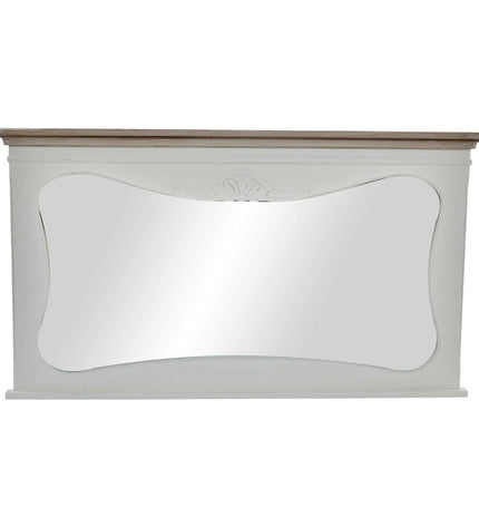 Round DKD Home Decor wall mirror with natural wood frame, measuring 105 x 64 cm, ideal for home decor and interior styling.