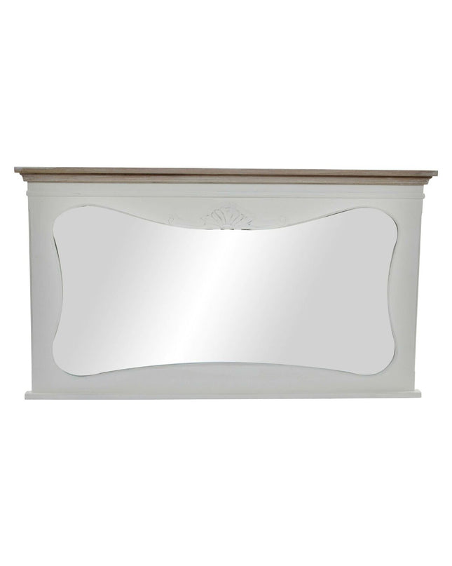 Round DKD Home Decor wall mirror with natural wood frame, measuring 105 x 64 cm, ideal for home decor and interior styling.