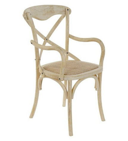 Colorful DKD Home Decor kitchen chair with white frame, measuring 55x57x92 cm, featuring multicolored upholstery for home and cooking spaces.