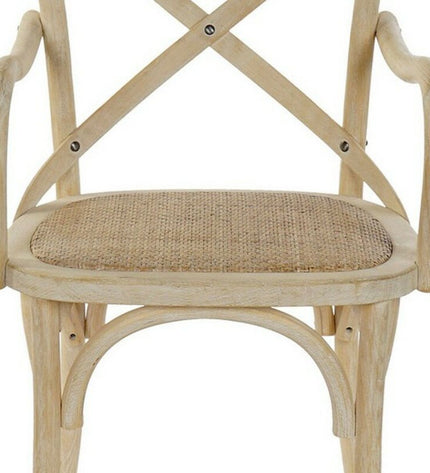 DKD Home Decor kitchen chair with multicolour upholstery, white finish, 55x57x92 cm, stylish furniture for dining or kitchen space.