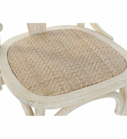 White DKD Home Decor kitchen chair with wooden legs, measuring 56 x 50 x 76 cm, suitable for home and cooking spaces.