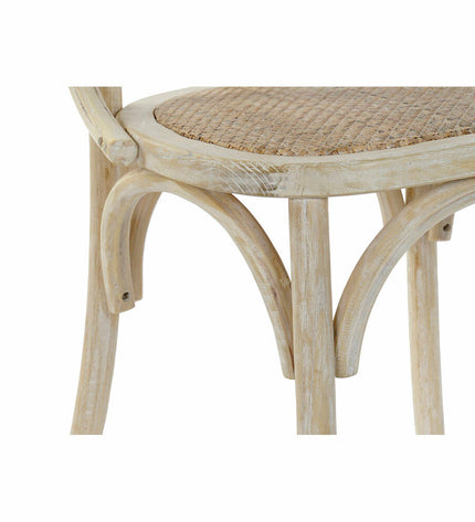 White DKD Home Decor kitchen chair with wooden legs, 56x50x76 cm, featuring a modern, minimalist design for home dining.