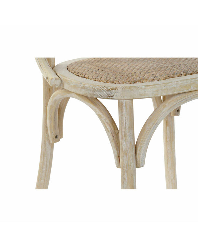 White DKD Home Decor kitchen chair with wooden legs, 56x50x76 cm, featuring a modern, minimalist design for home dining.