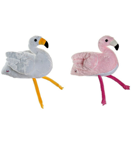 Pair of pink flamingo plush toys from DKD Home Decor, soft children's stuffed animals measuring 34x25x27 cm, ideal for kids.
