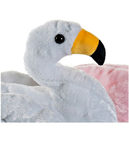 Pair of DKD Home Decor pink flamingo plush toys for children, soft and cuddly, 34 x 25 x 27 cm each, ideal for play and comfort.
