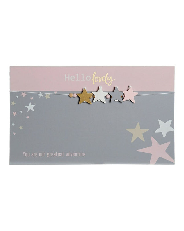 DKD Home Decor Hello Lovely wooden photo frame with star-shaped clips, measuring 40x1x24 cm, for home decoration.
