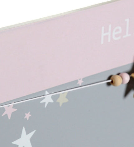 DKD Home Decor hello lovely wood photo frame with star accents, 40x1x24 cm, featuring clips for displaying photos or notes.