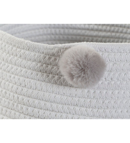 DKD Home Decor basket spelset with pompons, 30x30x26 cm, made of wood, suitable for home decor and bathroom use.