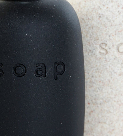 Set of two DKD Home Decor PVC ceramic soap dispensers, Scandinavian style, 8x8x18 cm, for bathroom use.