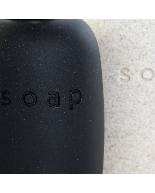 Set of two DKD Home Decor PVC ceramic soap dispensers, Scandinavian style, 8x8x18 cm, for bathroom use.