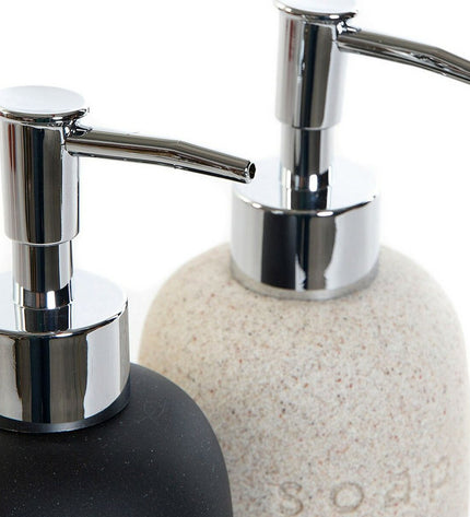 Set of two DKD Home Decor PVC ceramic soap dispensers in Scandinavian style, 8x8x18 cm, suitable for bathroom and kitchen.