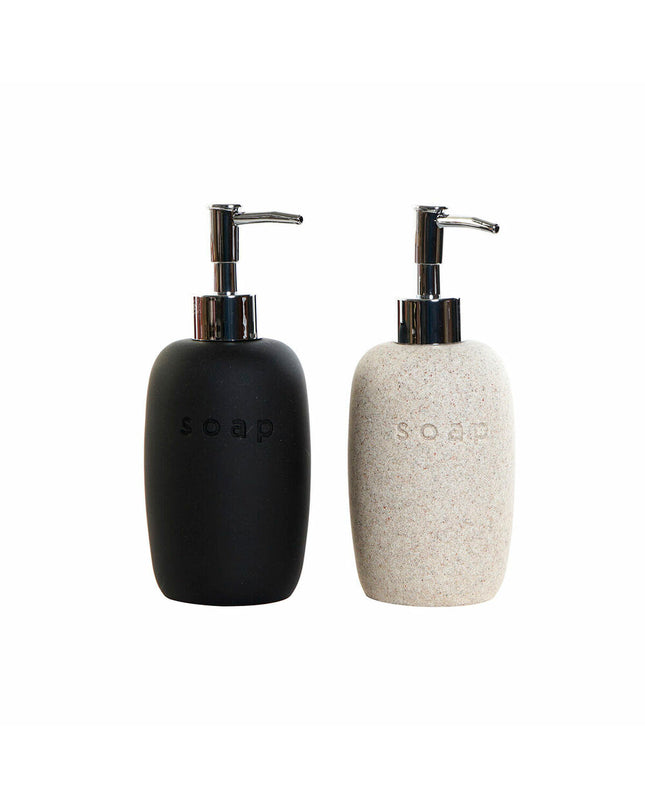 Two DKD Home Decor ceramic soap dispensers with a Scandinavian design, 8x8x18 cm, suitable for bathroom and kitchen.