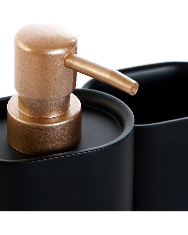 Set of two DKD Home Decor black and gold PVC resin bath accessories, 8.5 x 6 x 18 cm, for stylish bathroom decor.