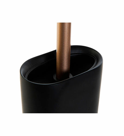 DKD Home Decor black and gold toilet brush holder in a modern design, measuring 10x6x40 cm for bathroom decor.