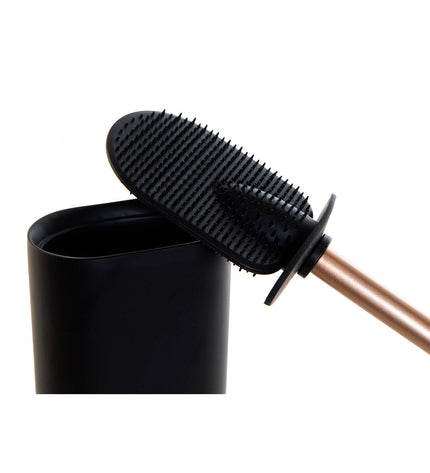 DKD Home Decor black and gold toilet brush with holder, 10x6x40 cm, suitable for bathroom decor and household use