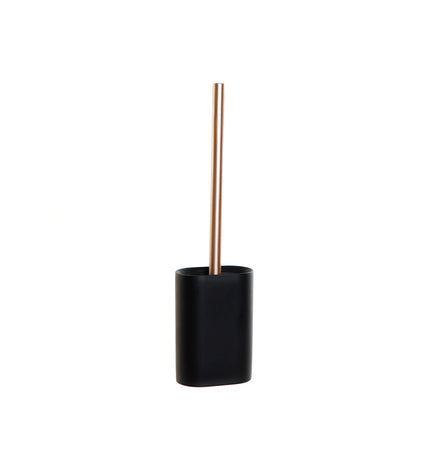 Black and gold DKD Home Decor toilet brush with holder, 10x6x40 cm, suitable for bathroom and household cleaning.