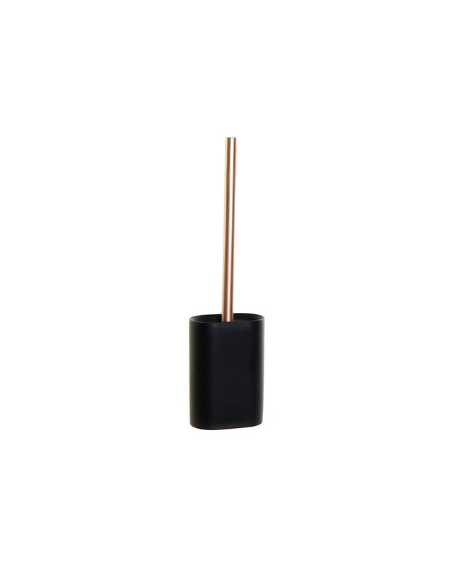 Black and gold DKD Home Decor toilet brush with holder, 10x6x40 cm, suitable for bathroom and household cleaning.