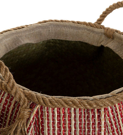 Set of two DKD Home Decor versatile storage baskets in blue and red natural fiber, ideal for home organization and kitchen use.