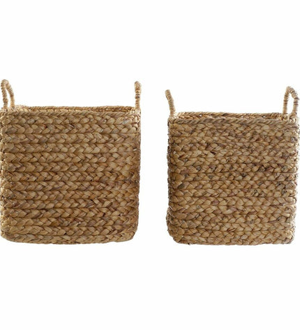 DKD Home Decor basket spelset in natural brown with two storage baskets for home organization and kitchen use.