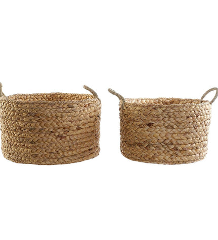 DKD Home Decor natural brown basket set with two storage baskets for home organization and kitchen storage.
