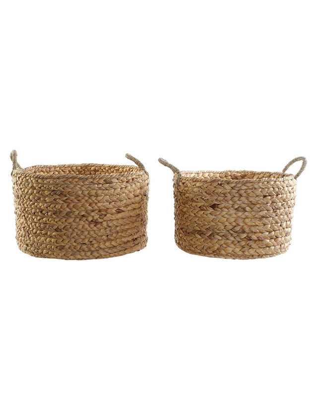 DKD Home Decor natural brown basket set with two storage baskets for home organization and kitchen storage.