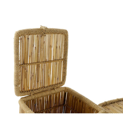 DKD Home Decor natural bamboo twine storage set with two parts for home decor, kitchen, and organization purposes.
