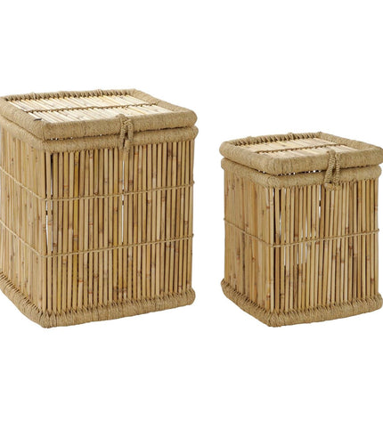DKD Home Decor natural bamboo twine storage set with two parts, ideal for home organization and kitchen decor.
