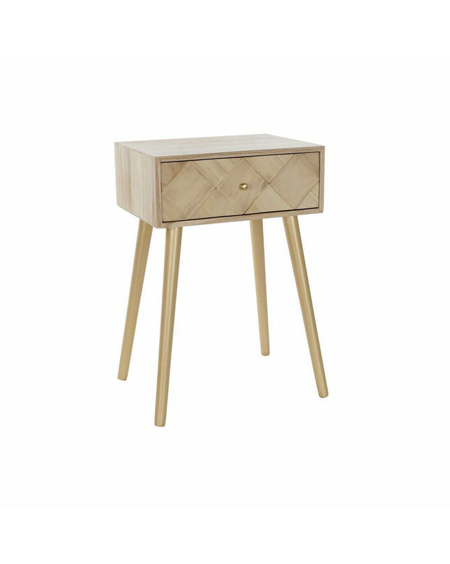 DKD Home Decor metal nightstand with pine tree design, measuring 45x34x67 cm, in a modern home decor setting.