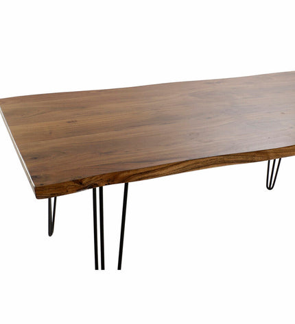 Black metal and brown acacia wood dining table from DKD Home Decor, 180 x 87 x 76 cm, modern kitchen and furniture piece.