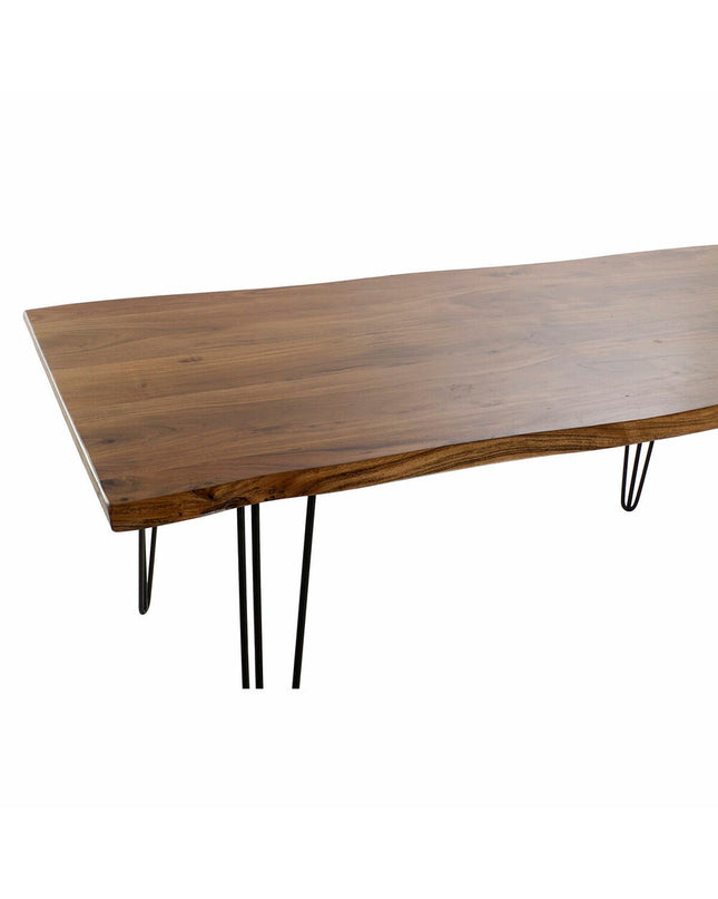 Black metal and brown acacia wood dining table from DKD Home Decor, 180 x 87 x 76 cm, modern kitchen and furniture piece.