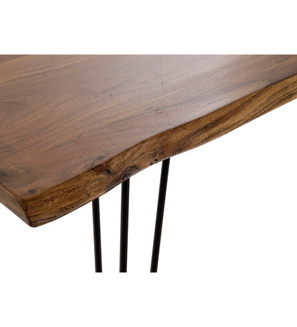 Black DKD Home Decor dining table with metal frame and acacia wood top, measuring 180 x 87 x 76 cm, for home and kitchen.