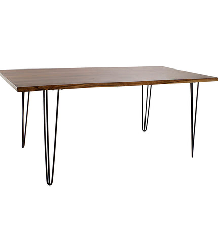 DKD Home Decor black metal and brown acacia wood dining table, 180x87x76 cm, modern design for home and kitchen.
